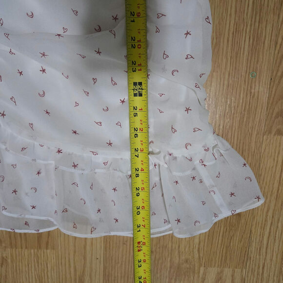 For Love & Lemons La Brooke Coquette Moon Stars Hearts Mini Ruffle Dress S - Picture 12 of 12